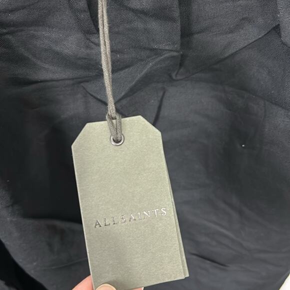 All Saints Ludo Linen Cotton Cut Out Open Back Halter Dress Black Size 8 NWT - Picture 6 of 12